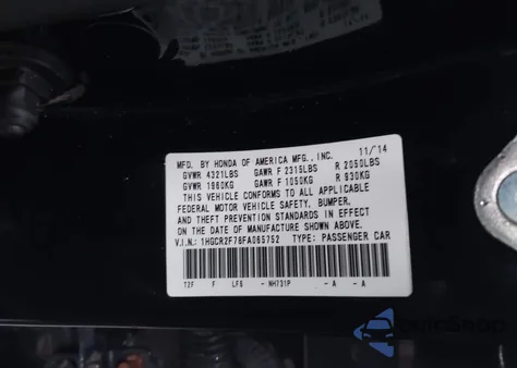 2015 Honda Accord Ex from USA, damaged, VIN 1HGCR2F78FA065752